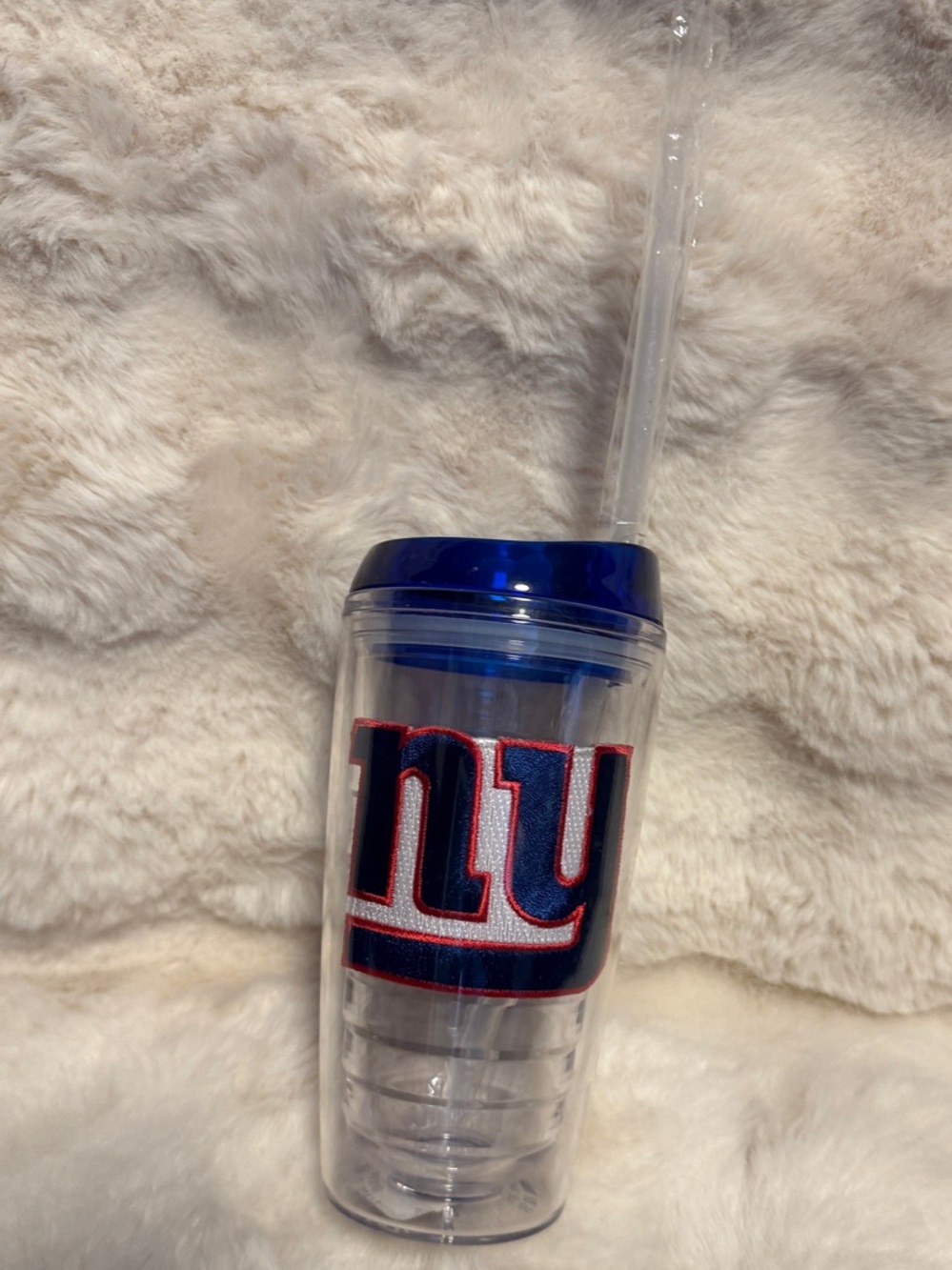 NEW- New York Giants Blue Insulated Tumbler with Straw-16 Ounces